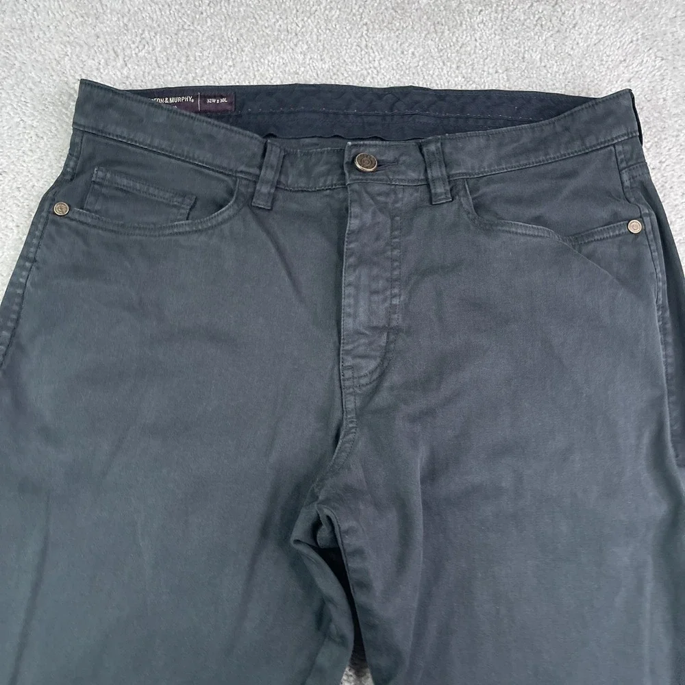 Johnston and Murphy Pants Mens 32x30 Black 5 Pocket Chino Pima Cotton Stretch